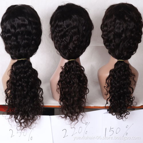 Heavy Density Peruvian human hair Lace Front Wigs For Black Women Water Wave Natural Hairline With Baby Hair Virgin Hair Wigs